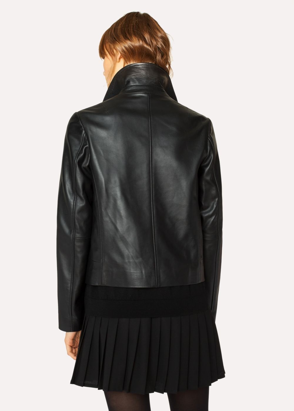 Paul Smith Women's Black Leather Biker Coats With Embroidered 'karami' Detail