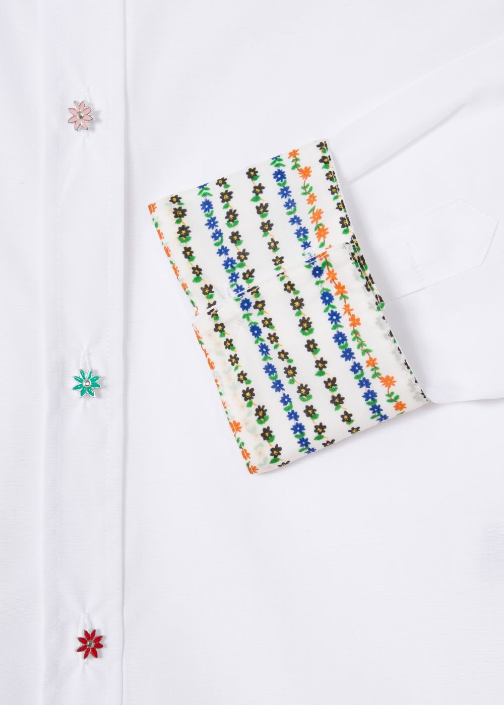 Paul Smith Women's Slim-Fit White Tshirt With 'daisy Polka' Buttons