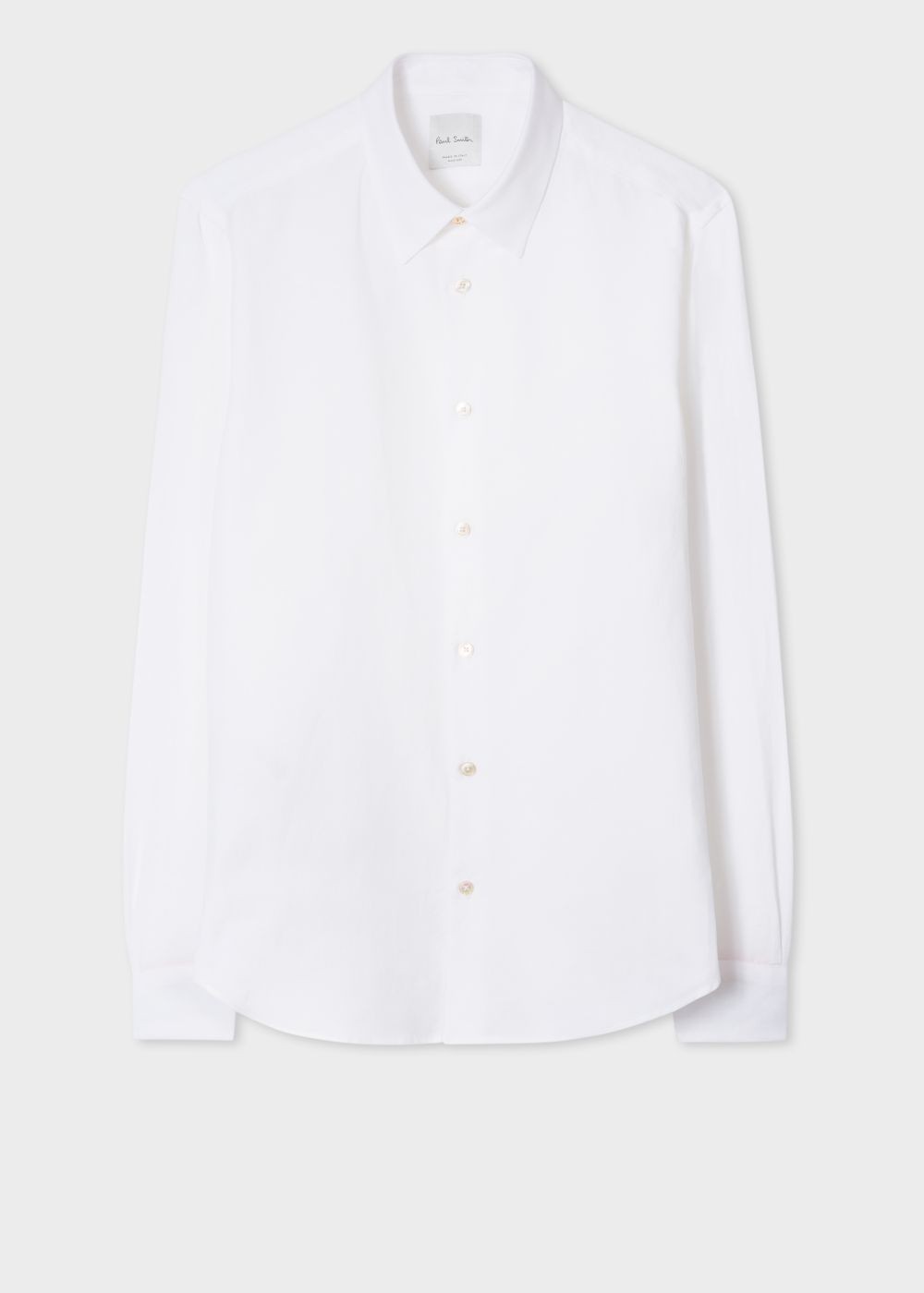 Paul Smith Men's Slim-Fit White Cotton T-Shirt With 'artist Stripe' Cuff Lining