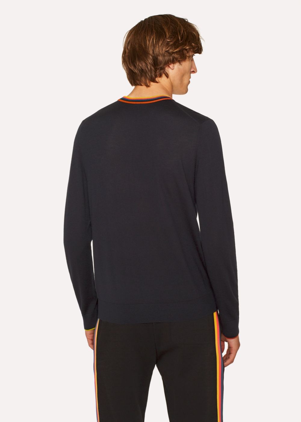 Paul Smith Mens's Navy Merino-Wool Sweater With 'artist Stripe' Collar