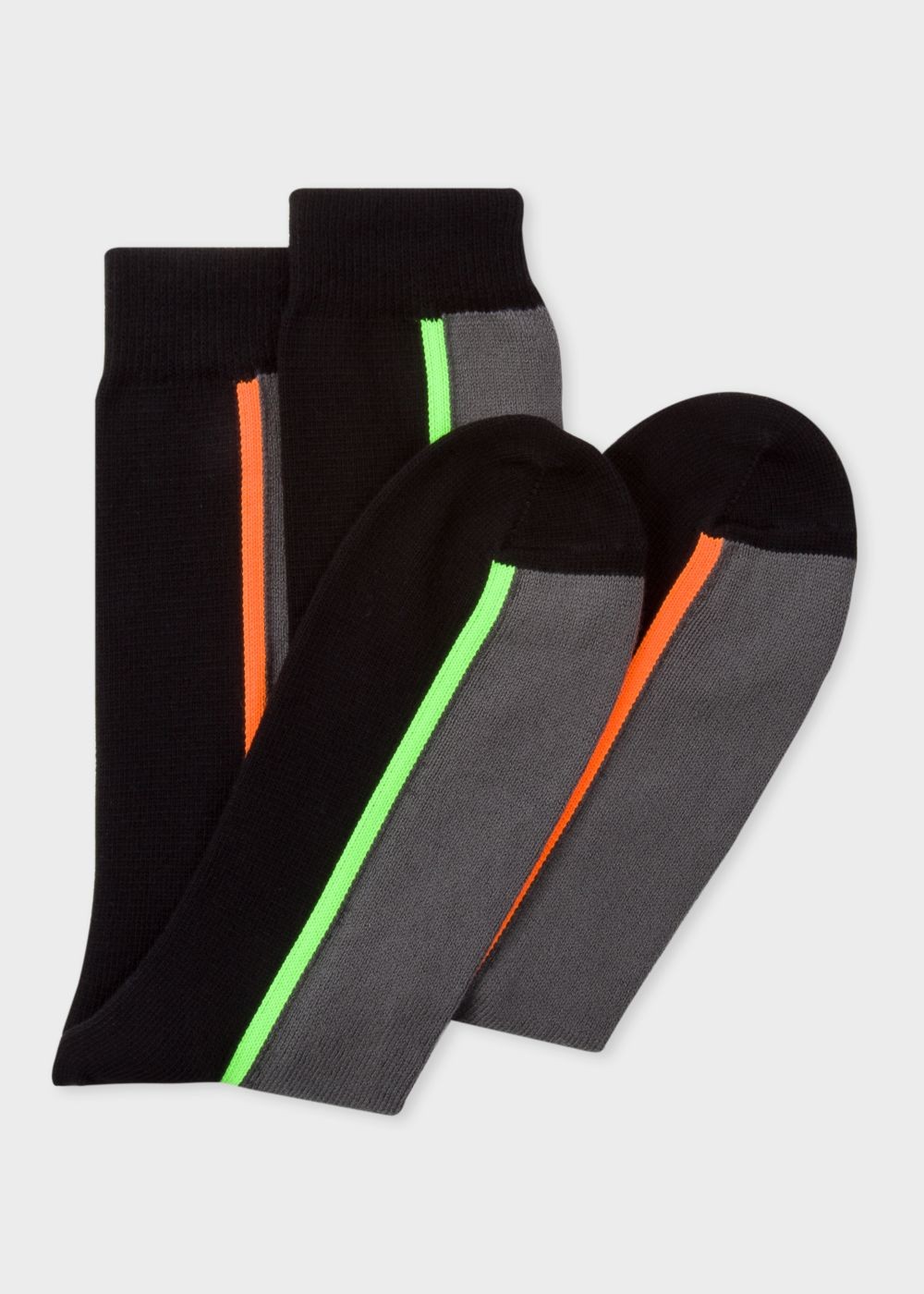 Paul Smith Men's Vertical Stripe Black And Grey Socks