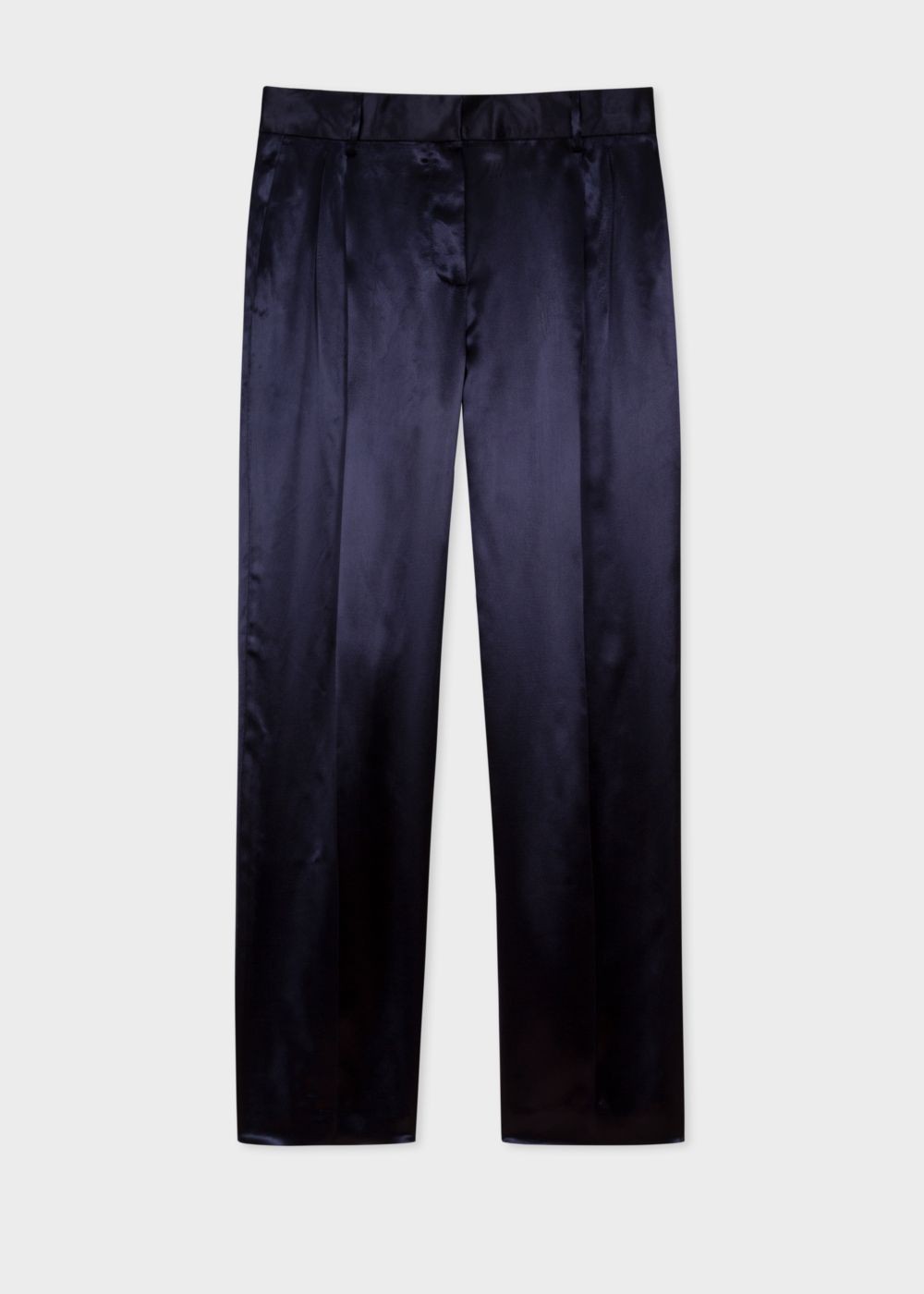 Paul Smith Women's Tailored-Fit Navy Satin Tux Pleat Front Pants