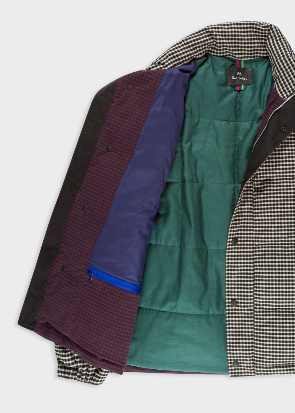 Paul Smith Mens's Black And White Gingham Down-Filled coat