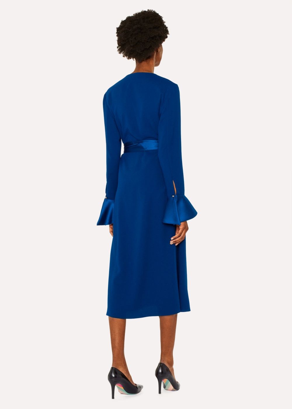 Paul Smith Women's Dark Petrol Dress With Satin Details And Waist Belt
