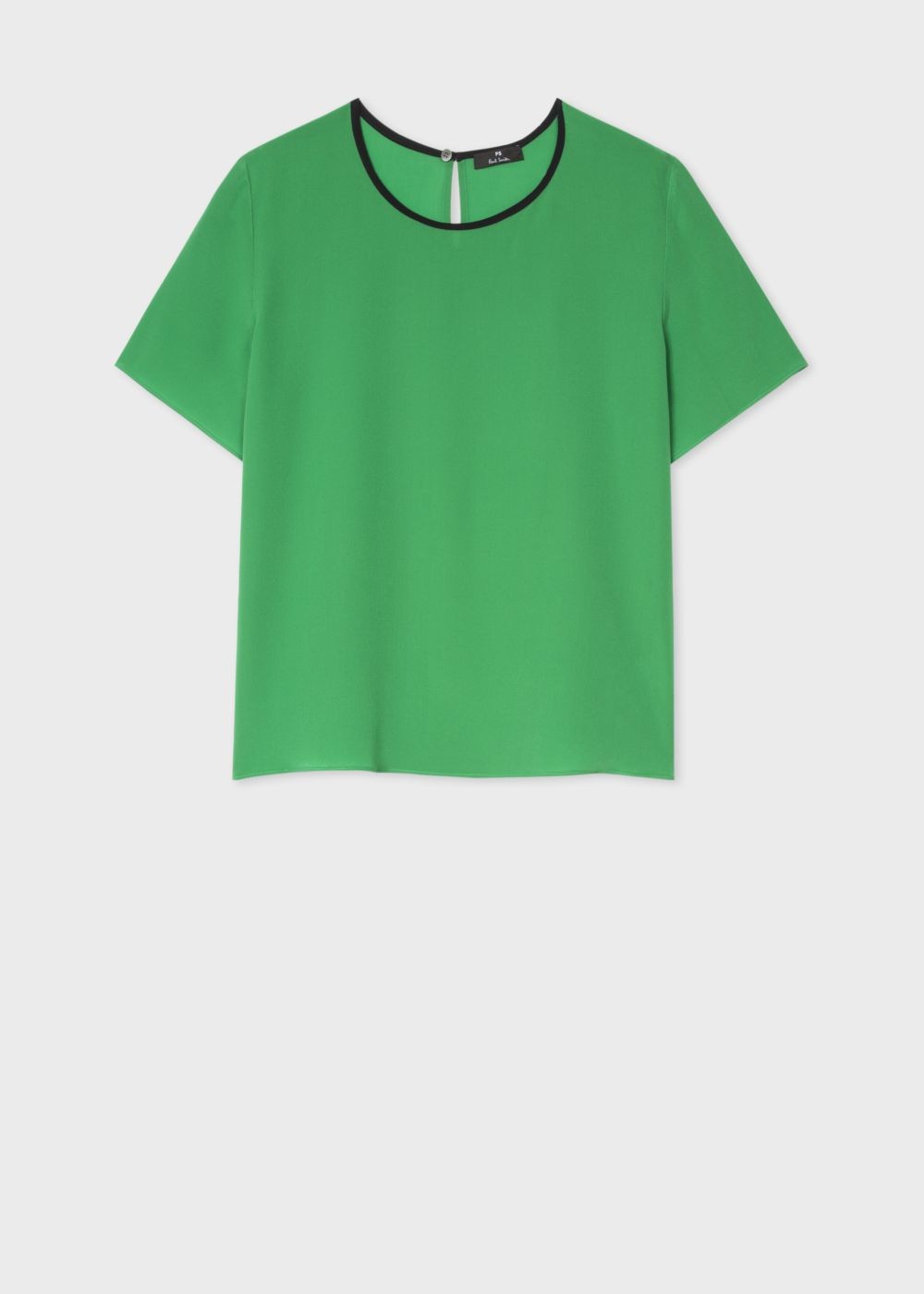Paul Smith Women's Green Silk Top With Contrasting Trim
