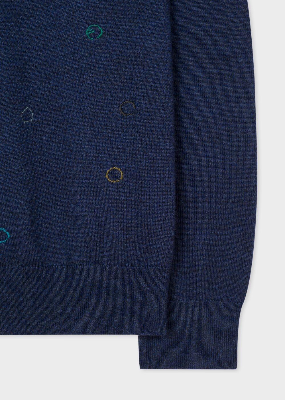Paul Smith Men's Navy Merino Wool Embroidered-Spot Sweater