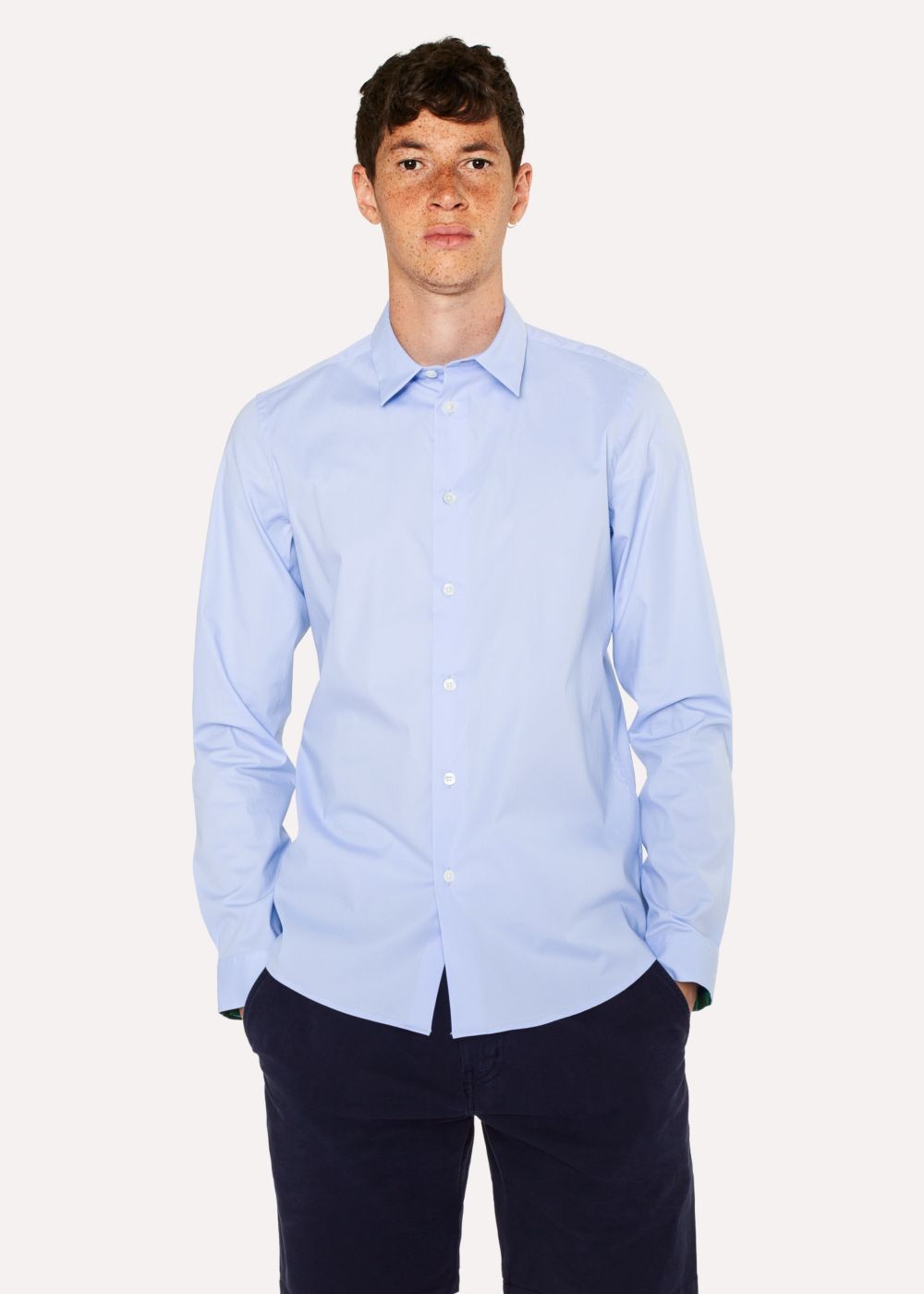 Paul Smith Men's Slim-Fit Sky Blue Stretch-Cotton Tees With 'cycle Stripe' Cuff Lining