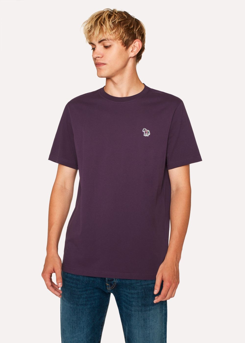 Paul Smith Men's Dark Violet Organic-Cotton Zebra Logo TShirts