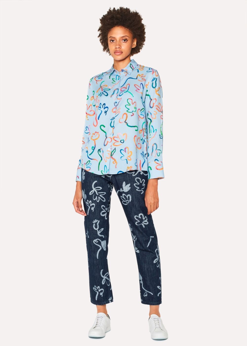 Paul Smith Lady's Light Blue 'acapulco' Print Shirts