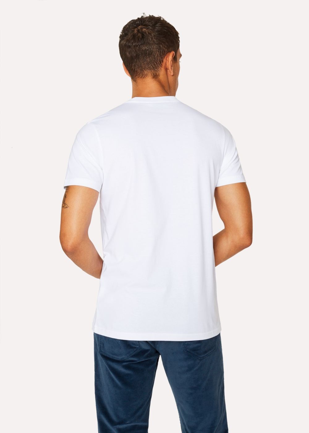 Paul Smith Mens's Slim-Fit White Cotton T-Shirts With Multi-Coloured Skull Print