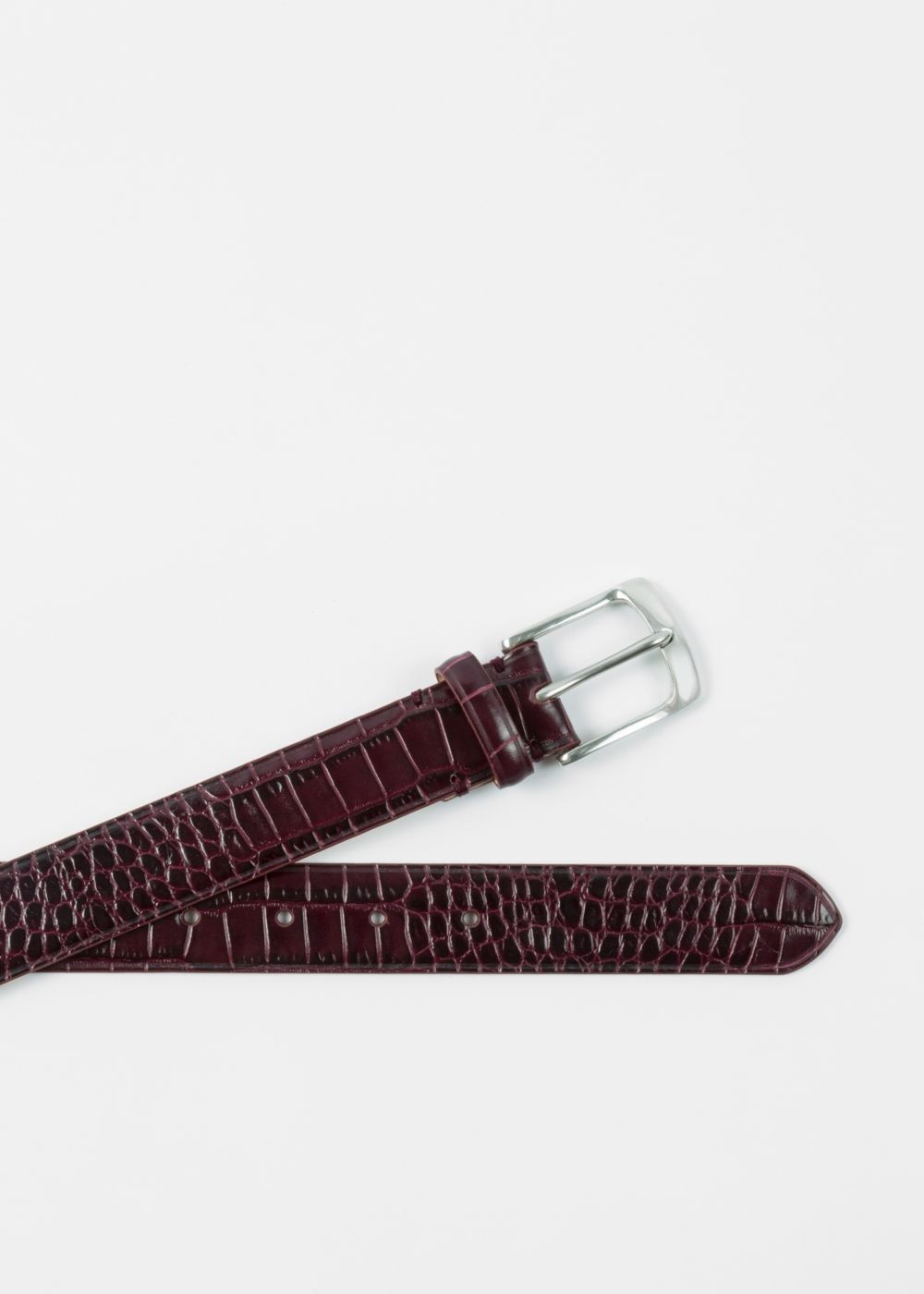 Paul Smith Men's Burgundy Mock-Croc Leather Belt