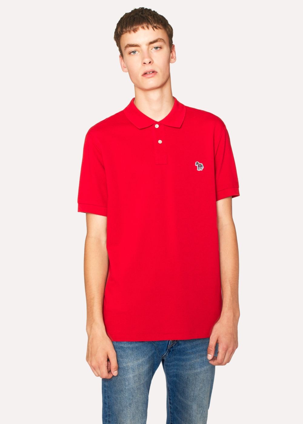 Paul Smith Mens's Red Organic Cotton-Piqué Zebra Logo Polo Shirts