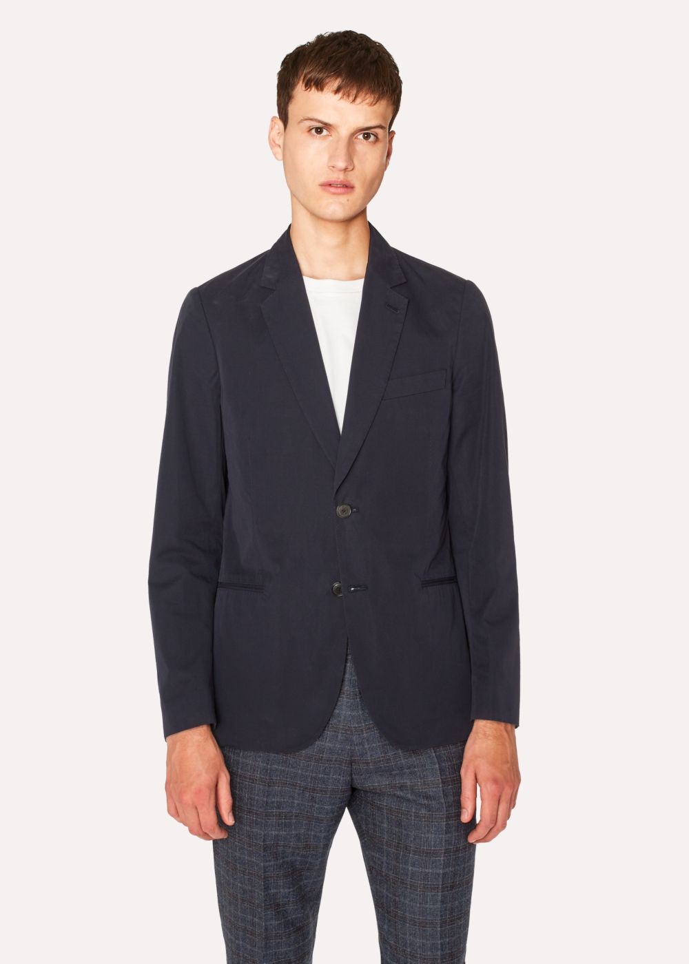 Paul Smith Mens's Tailored-Fit Dark Navy Unlined Cotton Blazer Clothing