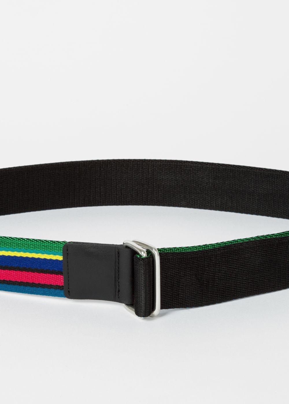 Paul Smith Men's 'cycle Stripe' Canvas Webbing Double-Buckle Belt