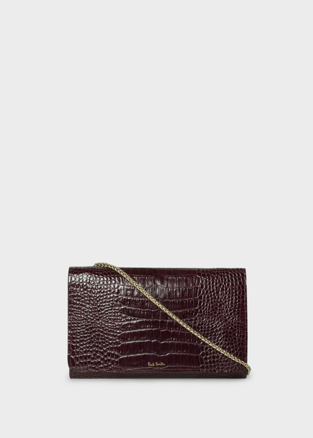 Paul Smith Lady's Burgundy Mock-Croc Leather Clutch Handbags