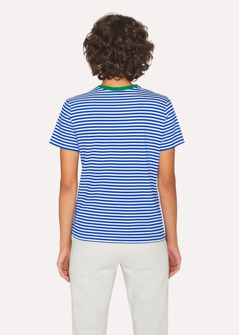 Paul Smith Lady's Blue And White Stripe Embroidered 'dino' TShirt