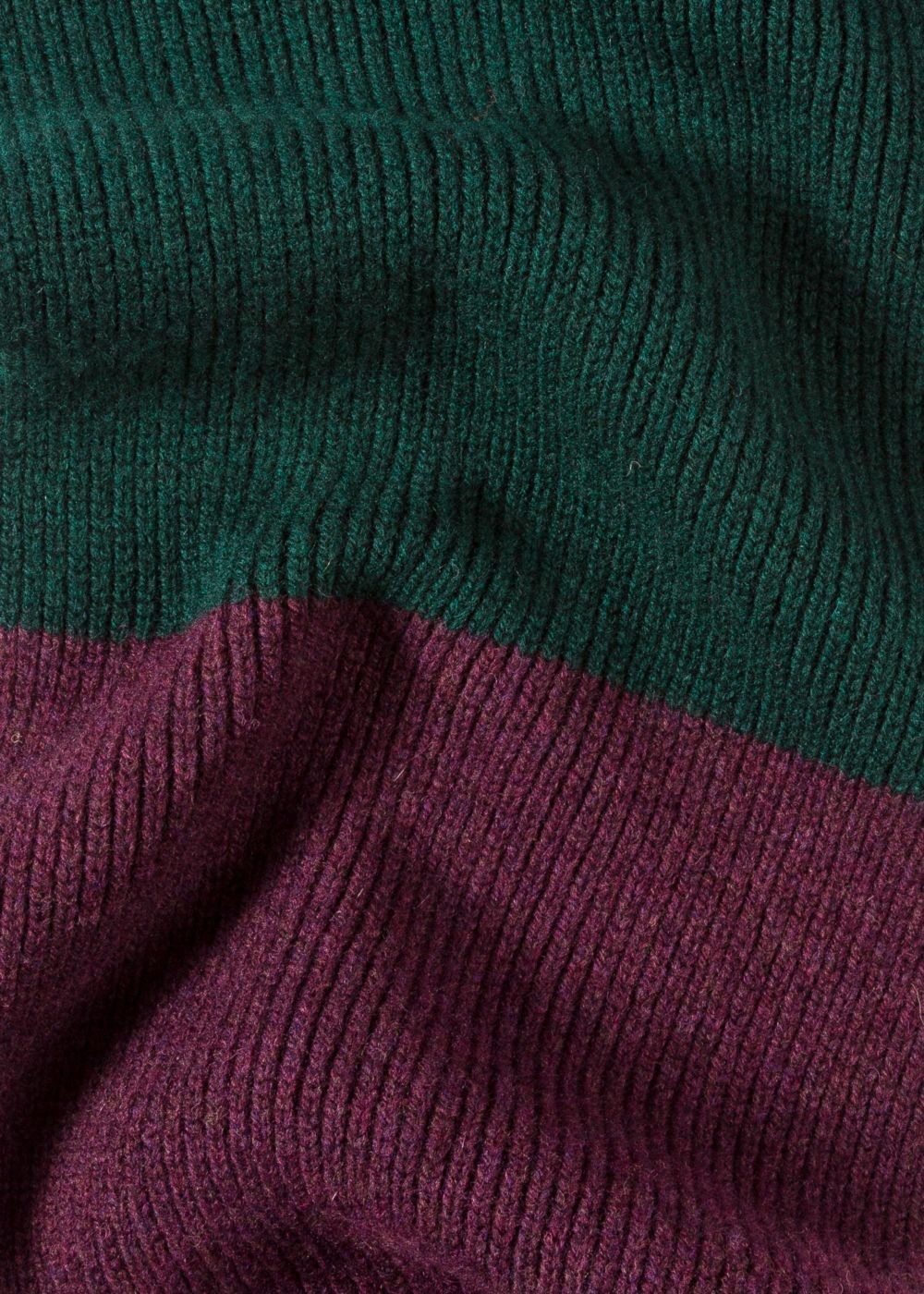 Paul Smith Women's Green And Burgundy Ribbed Scarf With Pom Poms