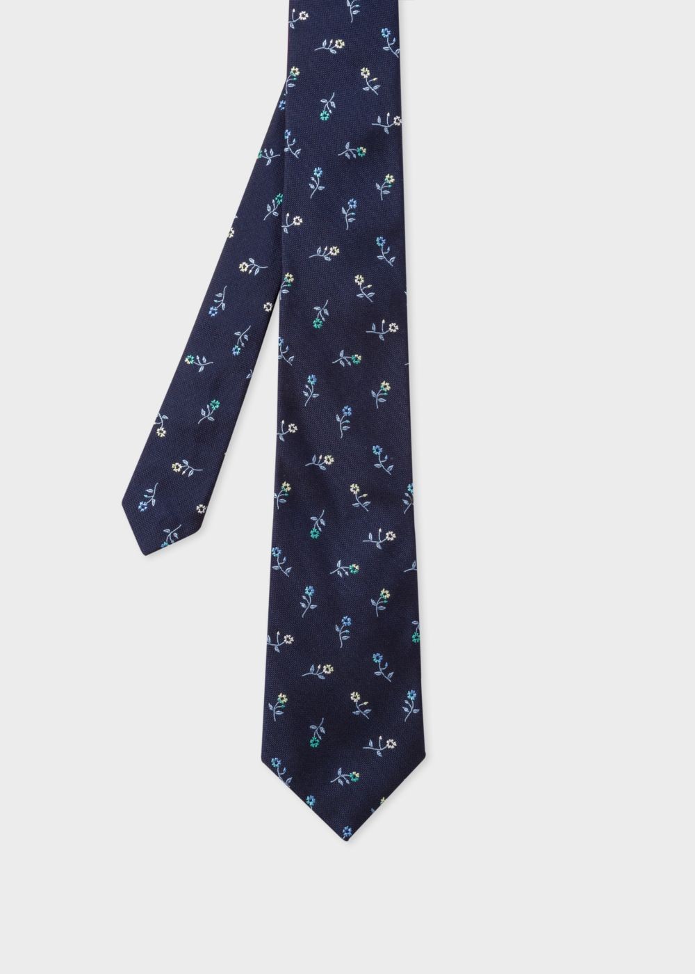 Paul Smith Mens's Navy Flower Embroidery Silk Tie