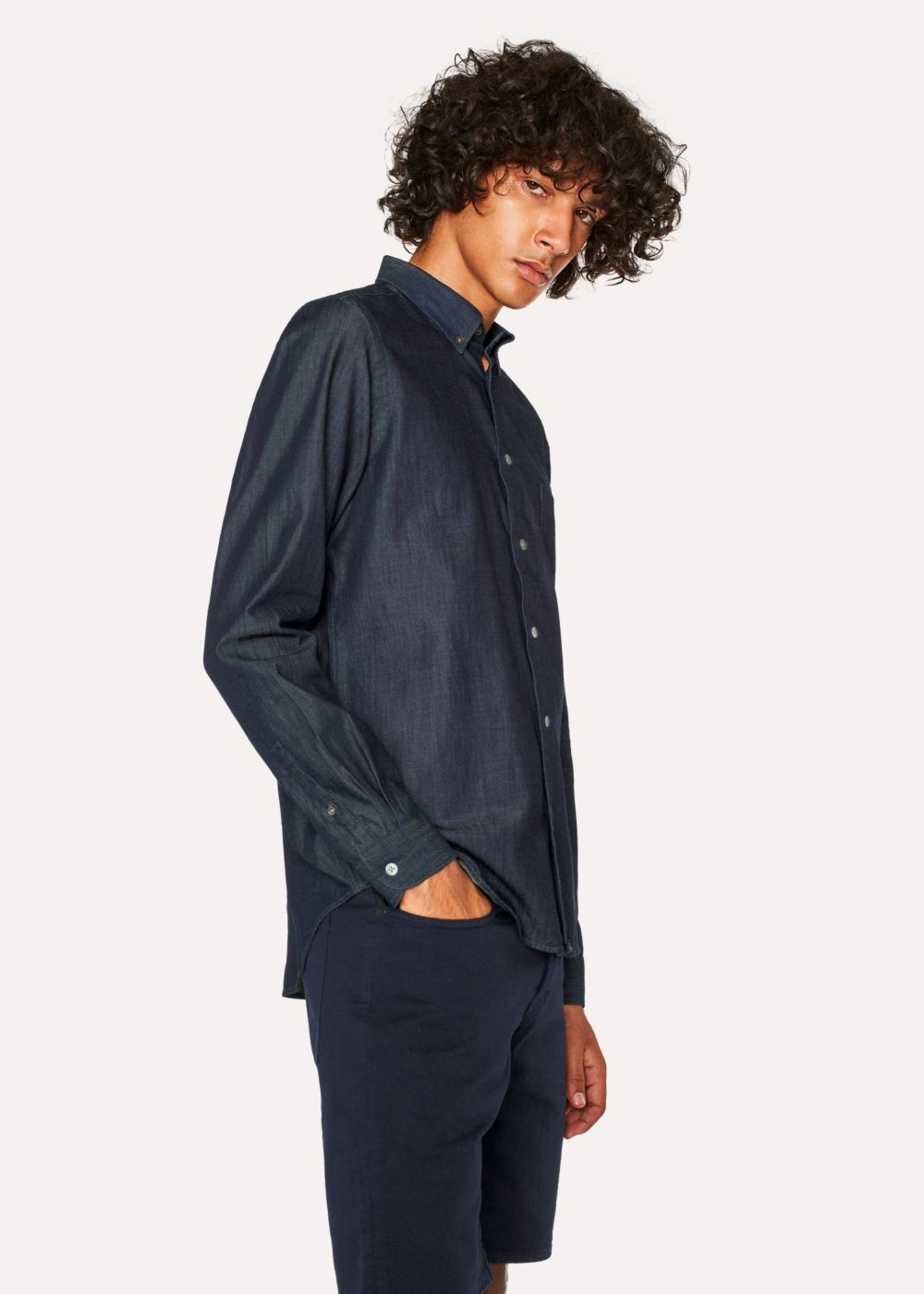 Paul Smith Men's Tailored-Fit Dark Navy Denim Button-Down Tshirt