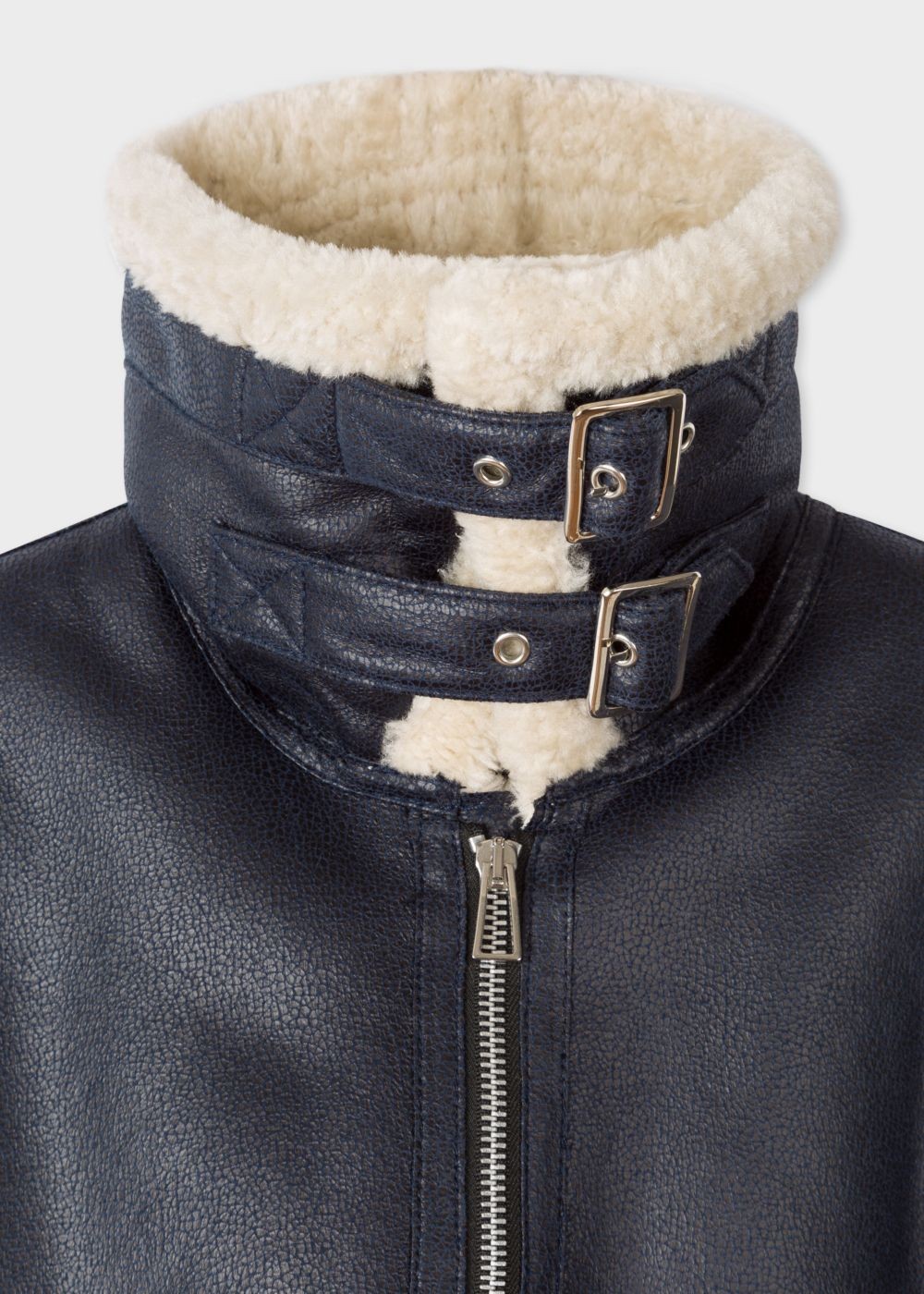 Paul Smith Womens's Navy Faux Shearling Aviator Jackets With Contrast Trims
