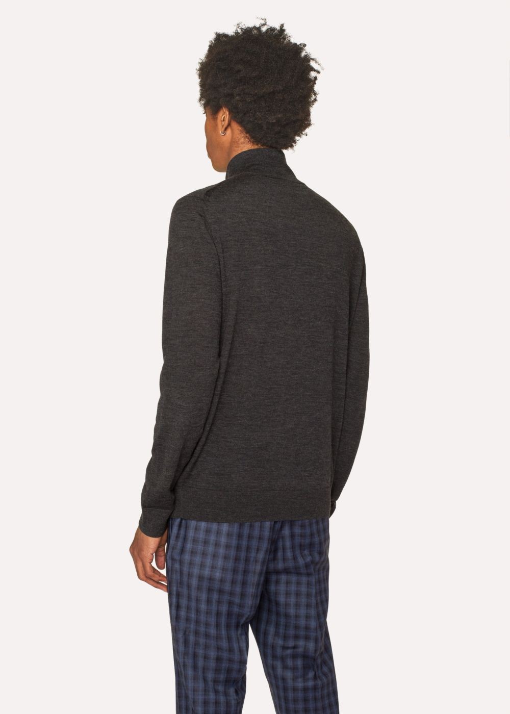 Paul Smith Mens's Charcoal Grey Funnel Neck Merino Wool Zip Cardigan Clothing