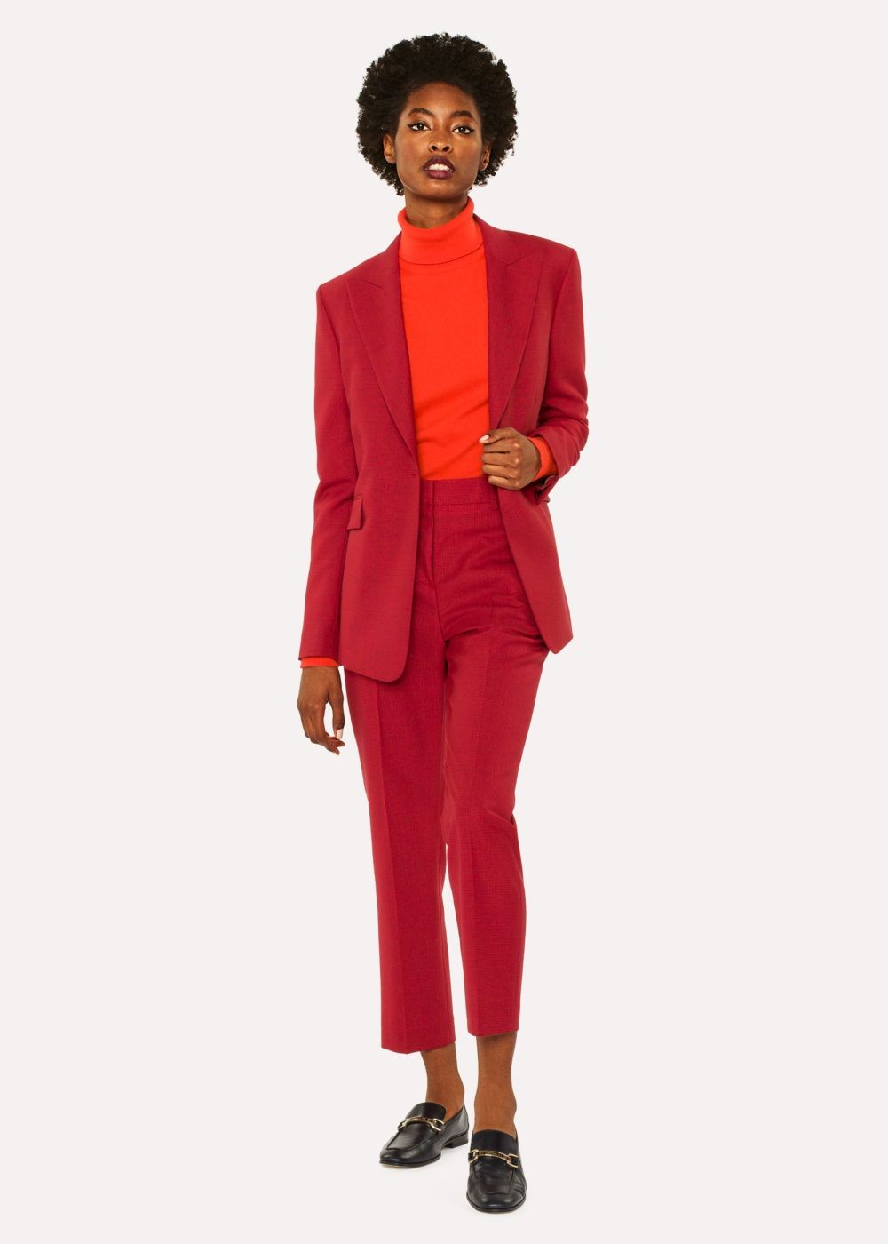 Paul Smith Women's Slim-Fit Red Houndstooth One-Button Wool Suit