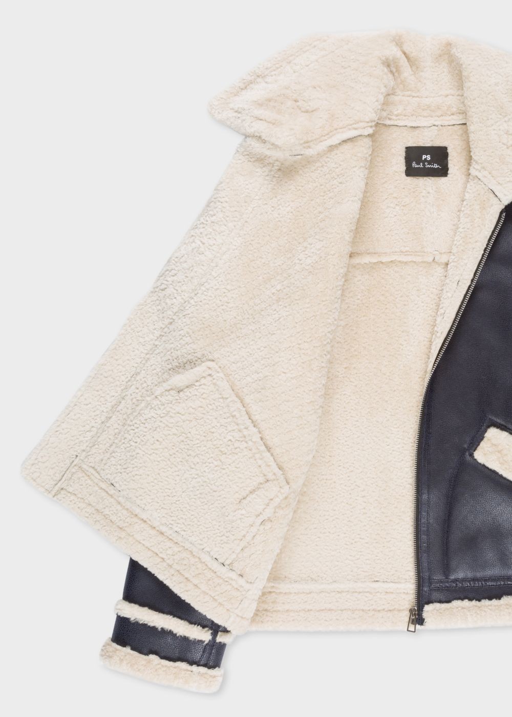 Paul Smith Womens's Navy Faux Shearling Aviator Jackets With Contrast Trims