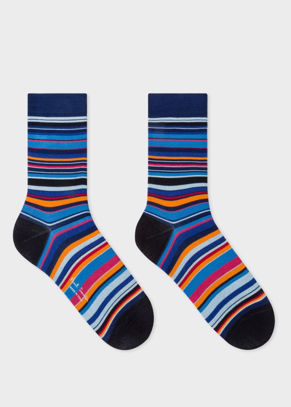 Paul Smith Lady's Navy Multi-Coloured Stripe Socks