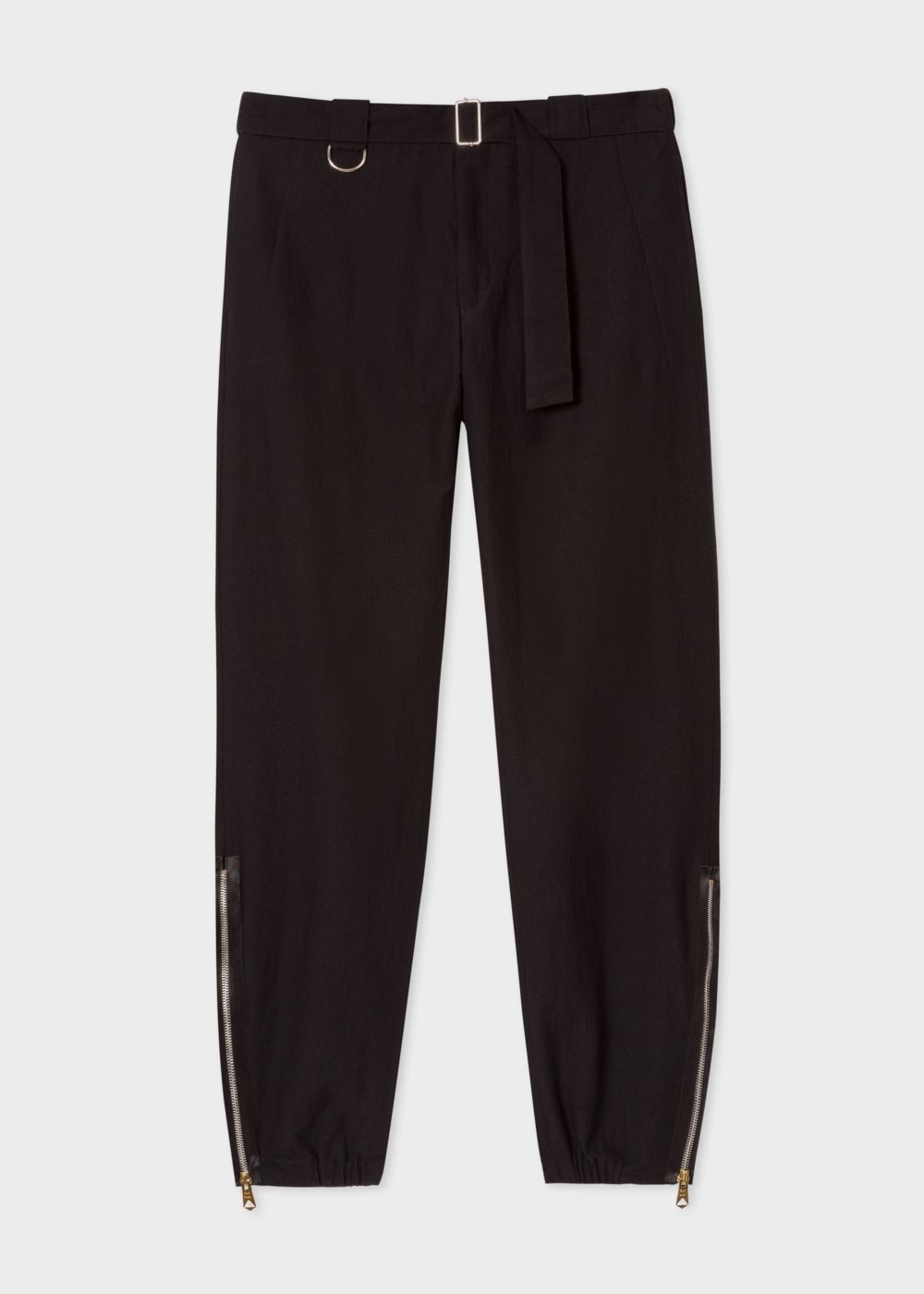 Paul Smith Men's Black Wool-Cotton Climbing Trousers With Belt Detail