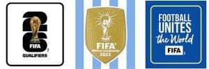 2026 World Cup Qualifiers & Football Unites The World (Blue) & 2022 World Cup Champion Badge