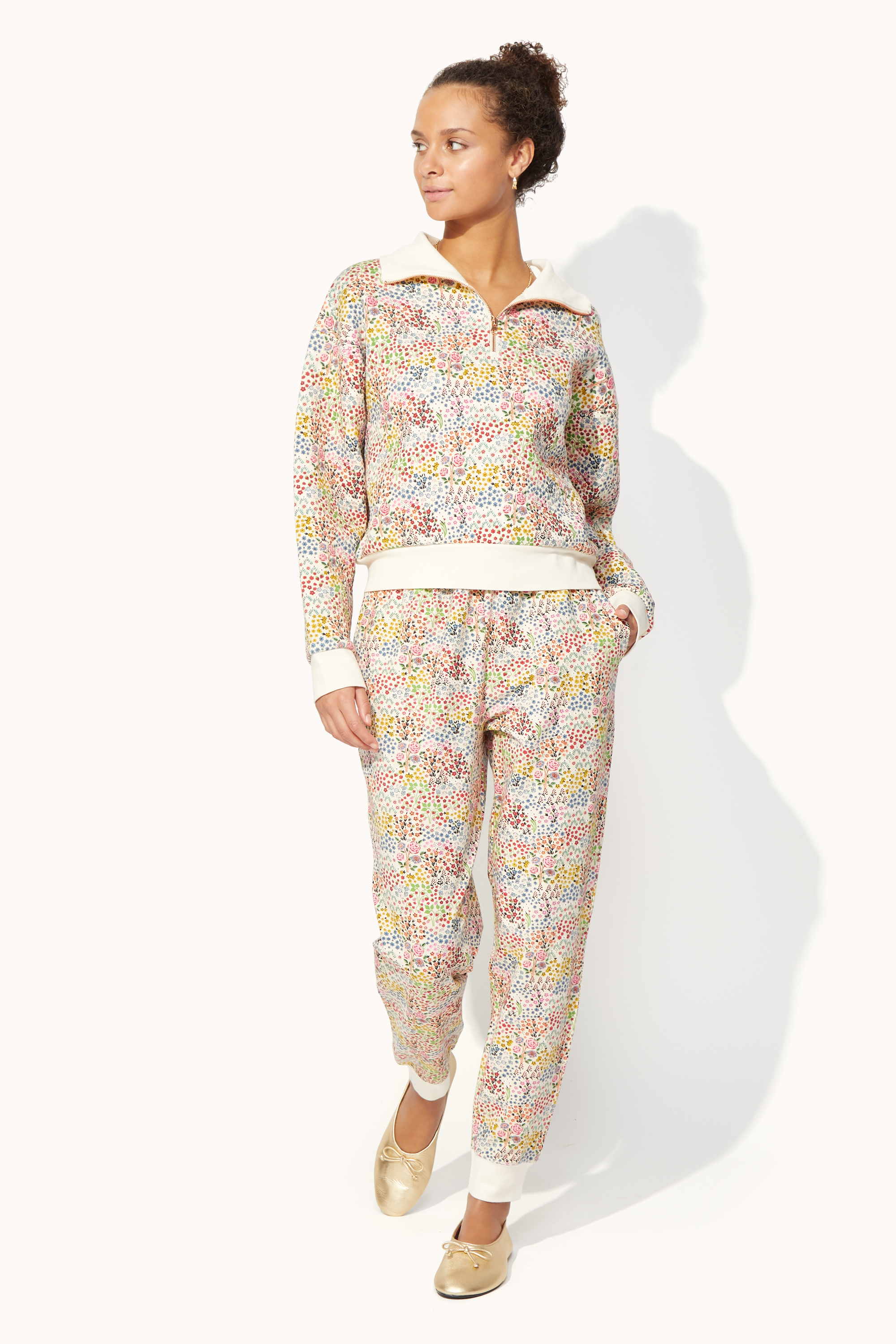 Artist Kingdom Ditsy Printed Half Zip Sweatshirt