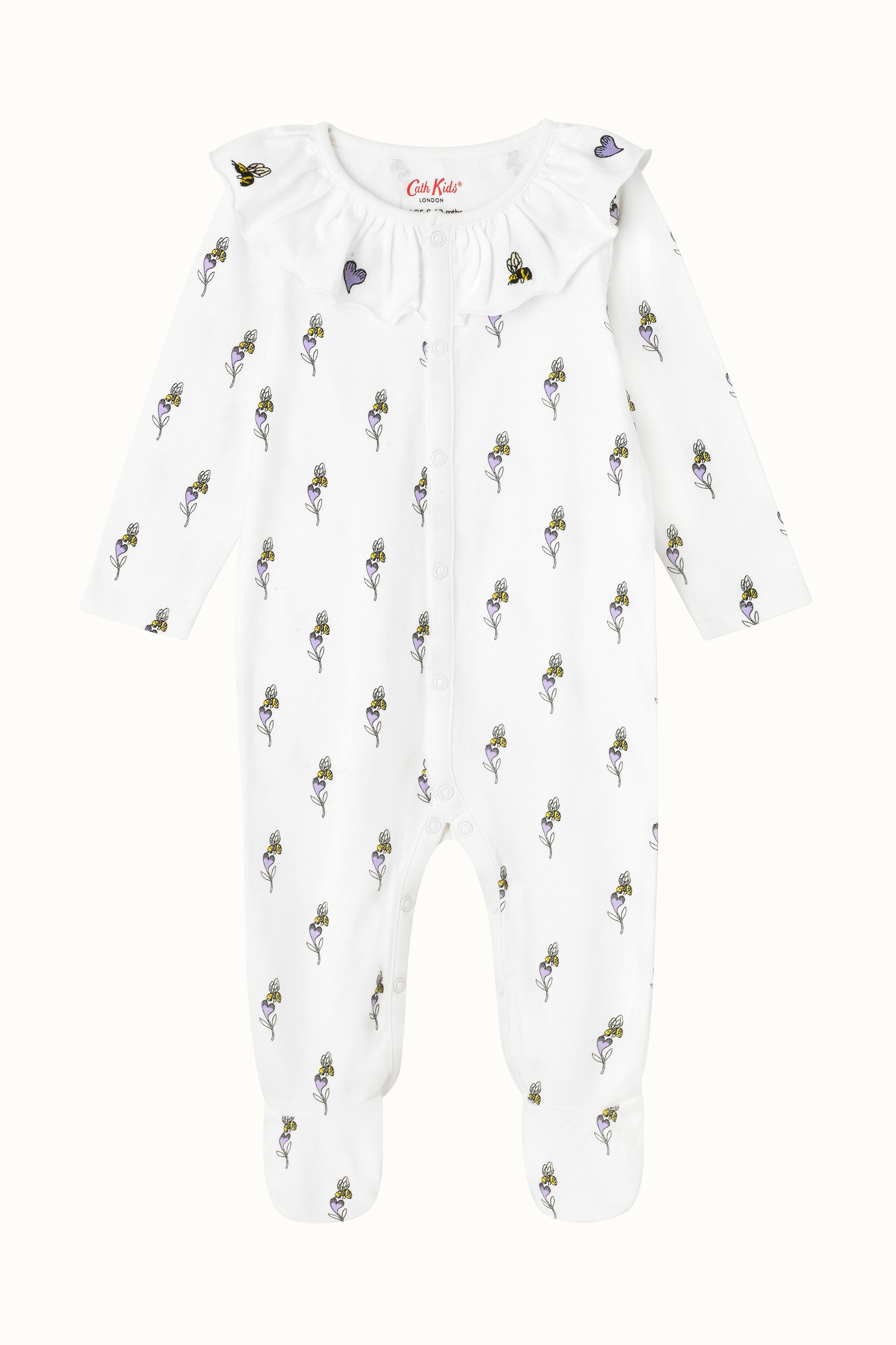 Bee & Heart Frill Collar Sleepsuit (0-24 Months)