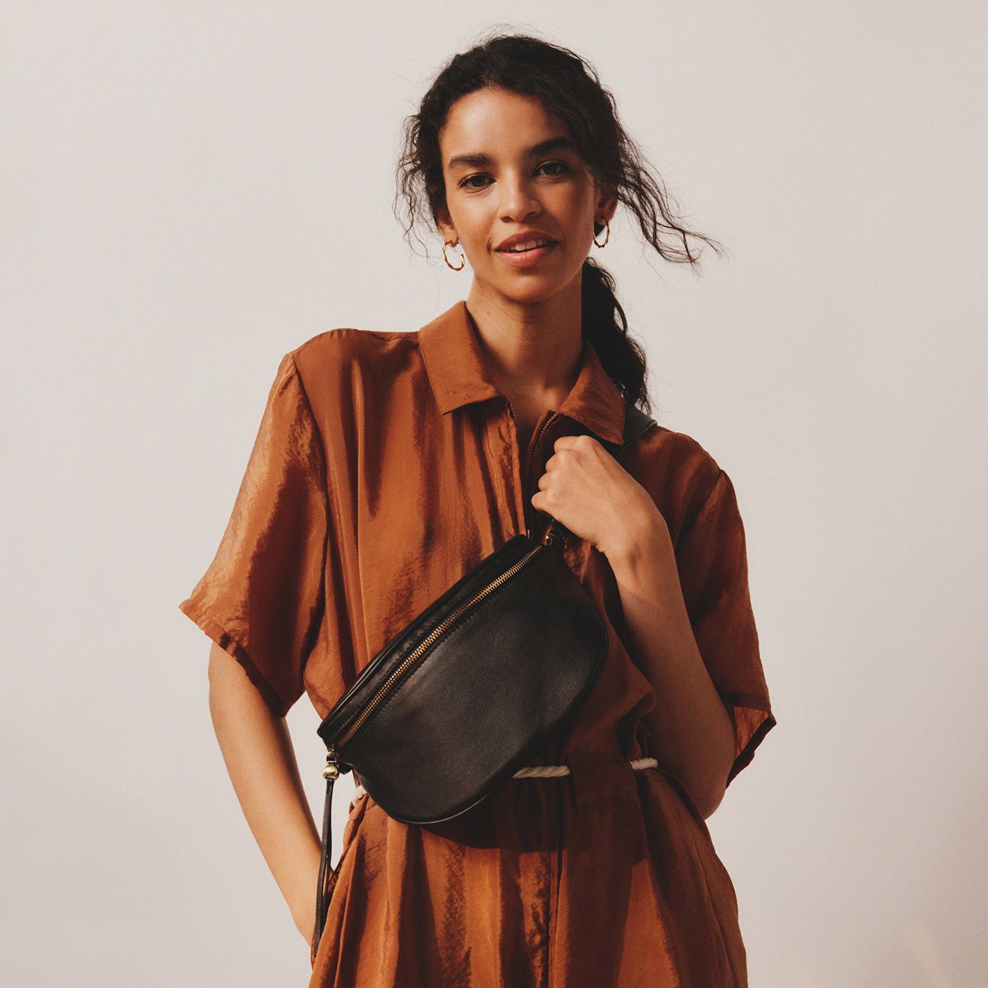 Juno Belt Bag in Soft Leather - Black