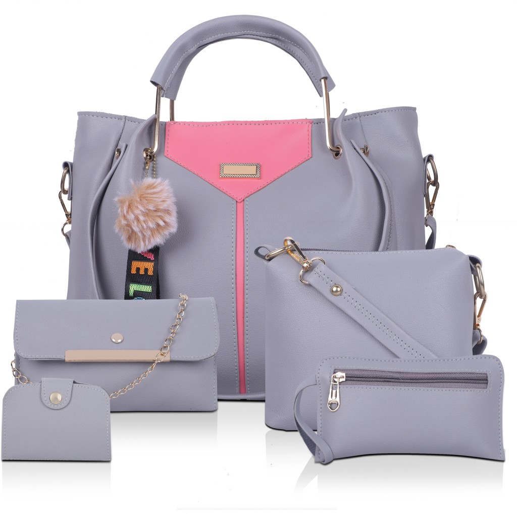 ShezelleWomen Grey Hand-held Bag - Extra Spacious(Pack of: 5)