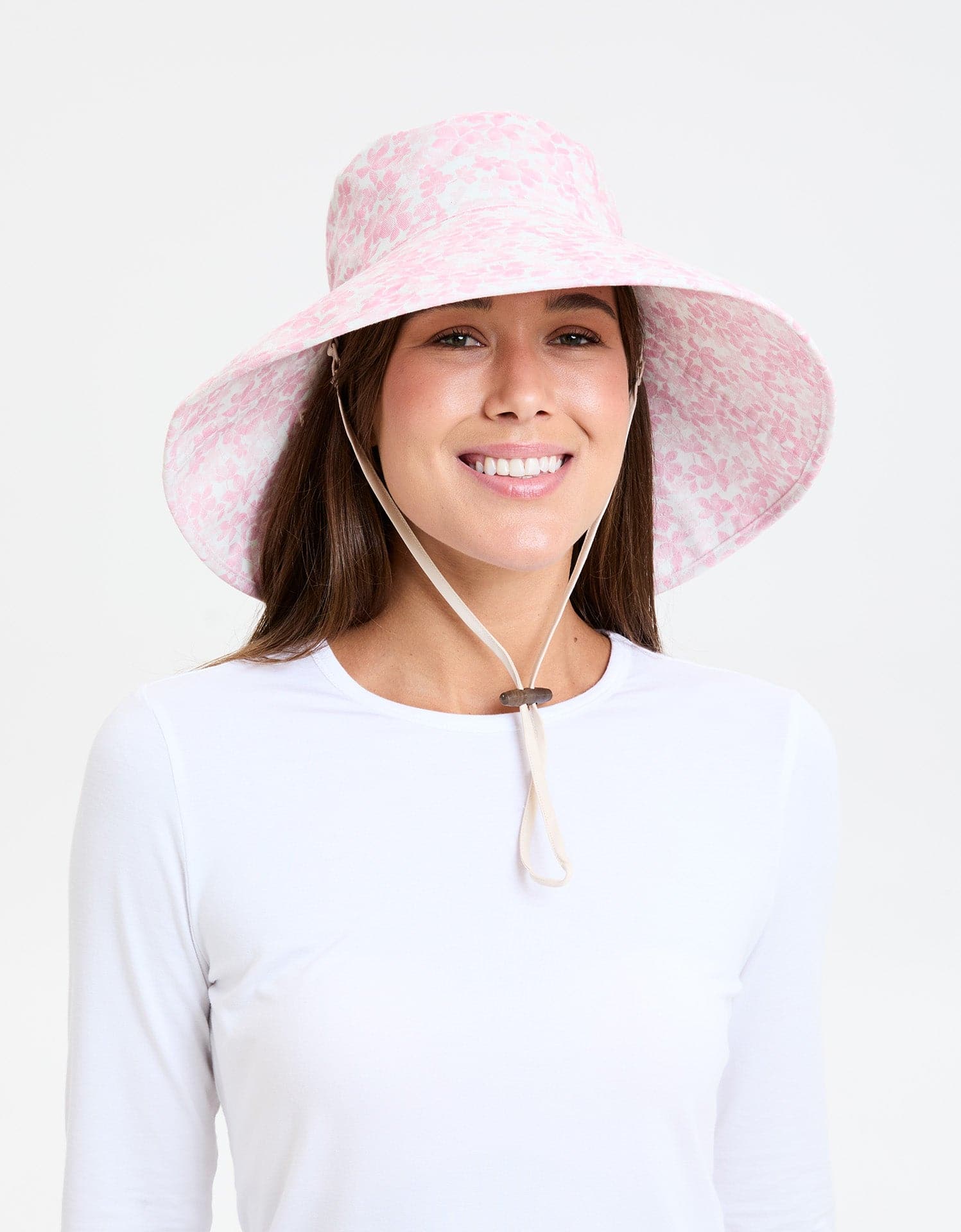 Ultra Wide Floral Print Sun Hat UPF50+
