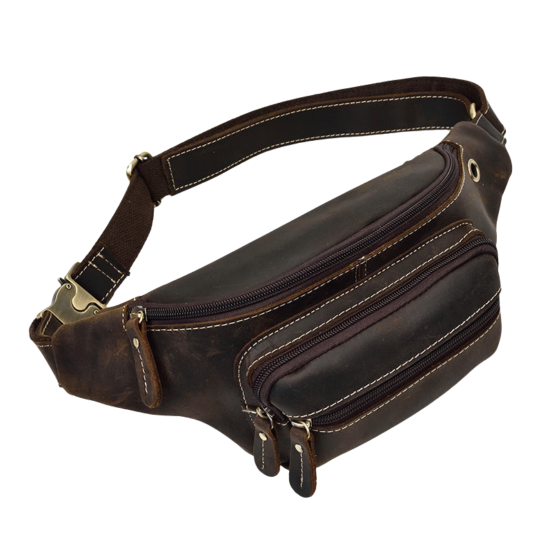 Vintage Leather Waist Bag for Men