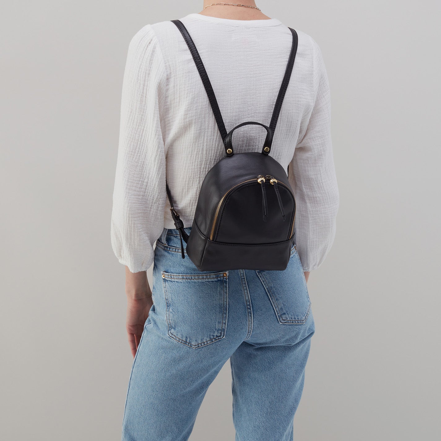 Juno Mini Backpack in Soft Leather - Black