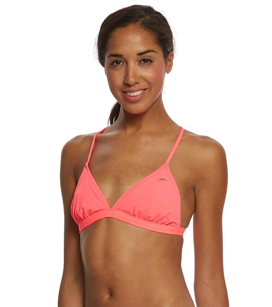 Speedo Turnz Solid Triangle Tie Back Top Pink/Pink