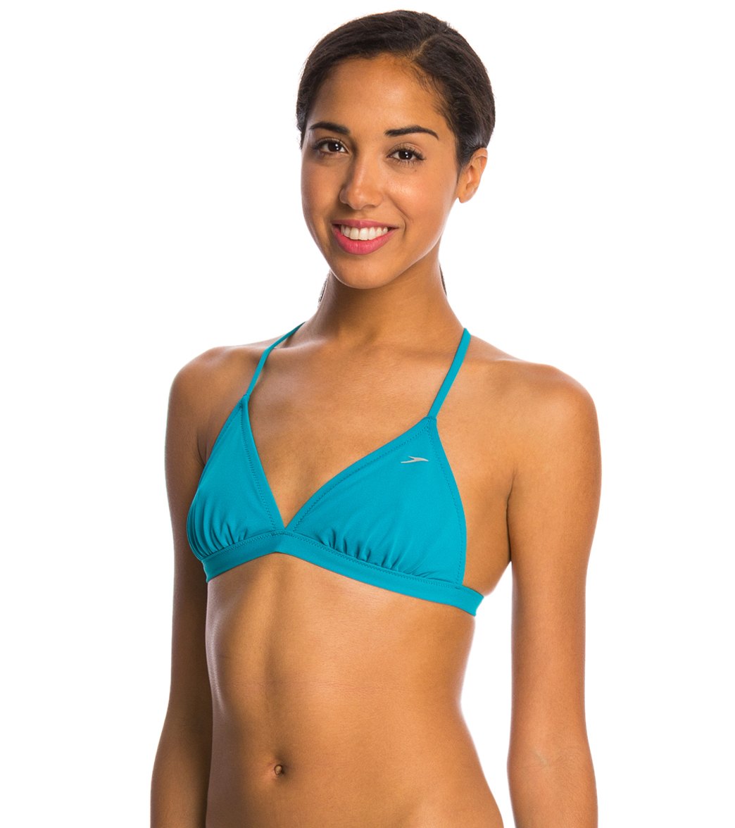 Speedo Turnz Solid Triangle Tie Back Top Tropical Teal