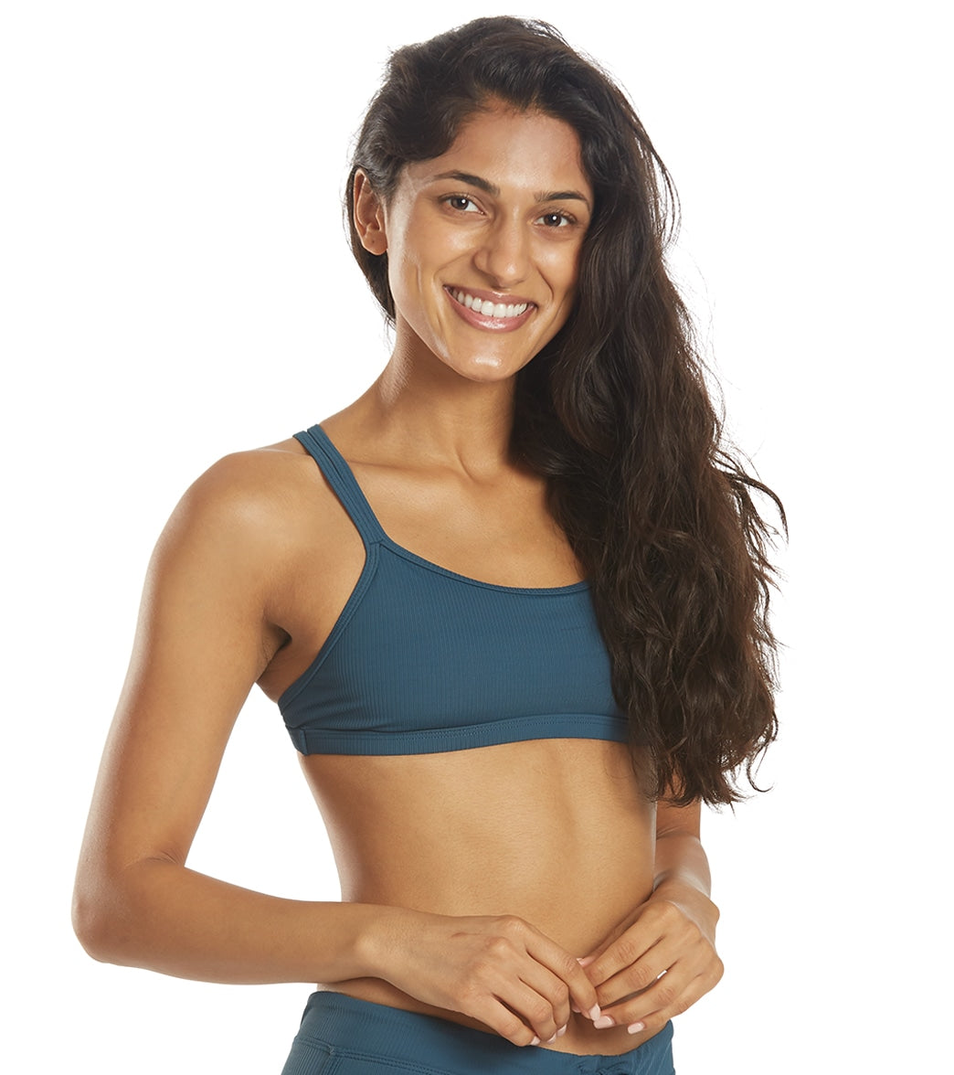 Sporti Active Ribbed Double Cross Workout Bikini Top Dark Slate