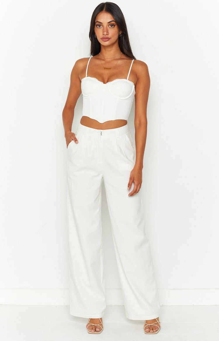 Summer Days White Linen Blend Pants