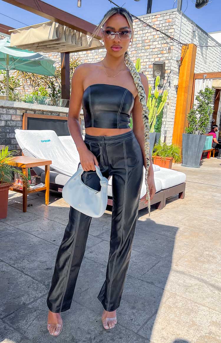 Addie Black PU Pants