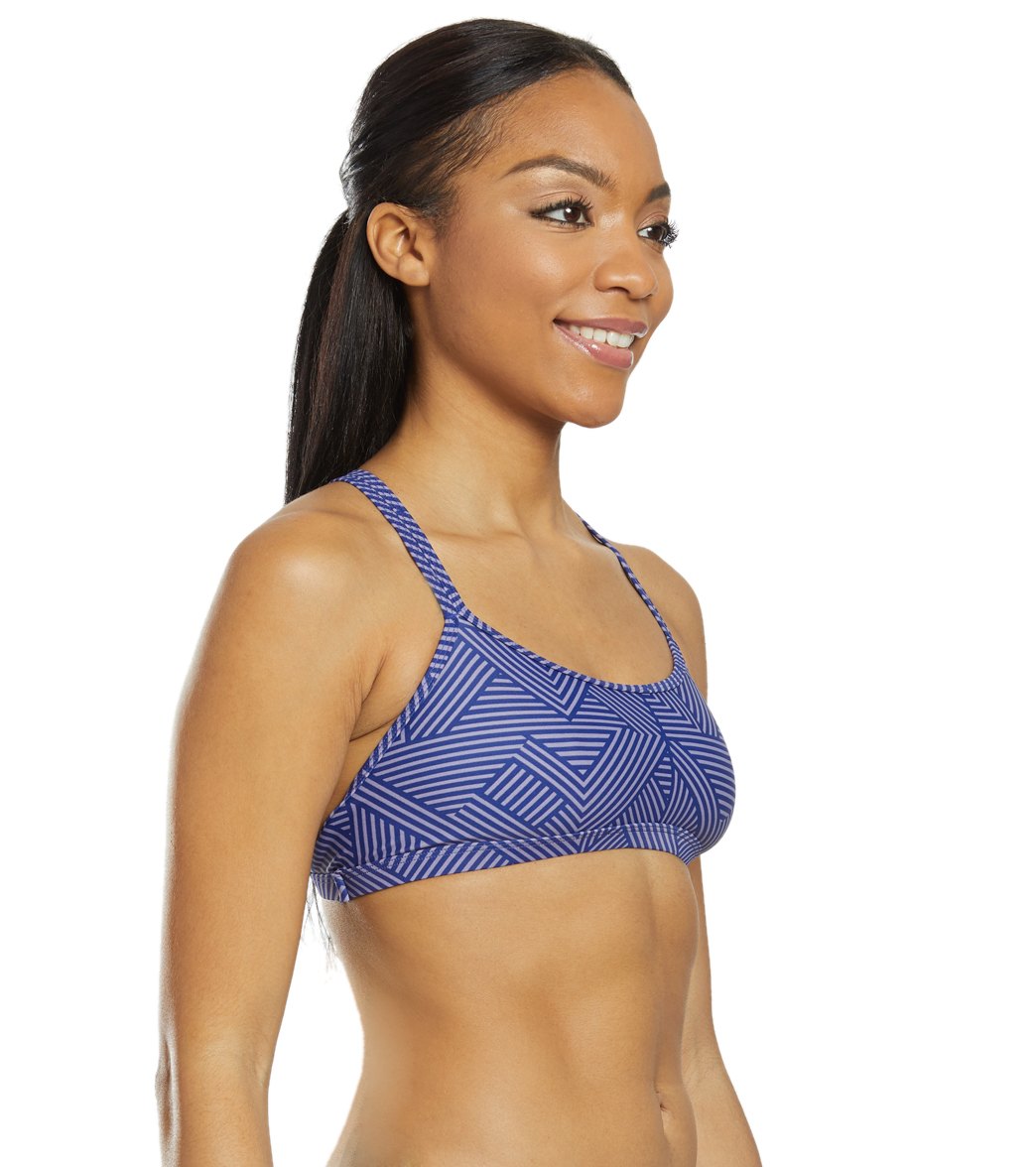 Sporti Active Chevron Double Cross Workout Bikini Top Blue Iris/ Lavender Grey