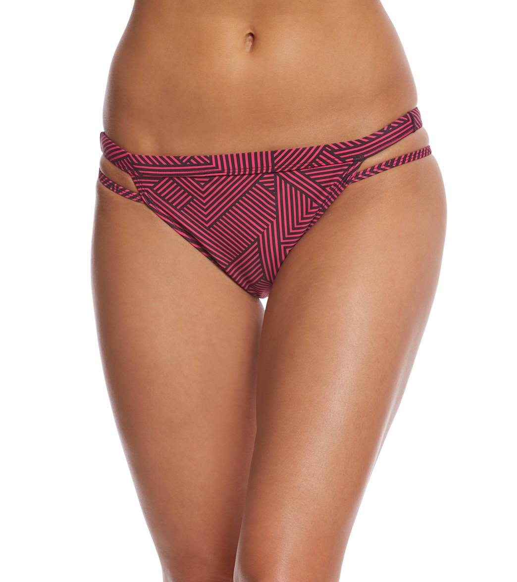 Sporti Chevron Cheeky Bikini Swim Bottom Pink/ Black Pink Chevron