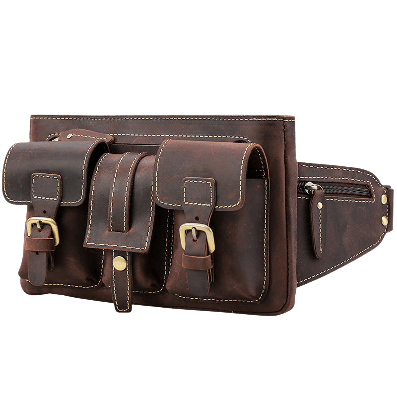 Leather Belt Bag with Pockets