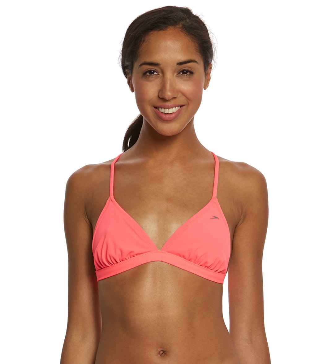 Speedo Turnz Solid Triangle Tie Back Top Pink/Pink