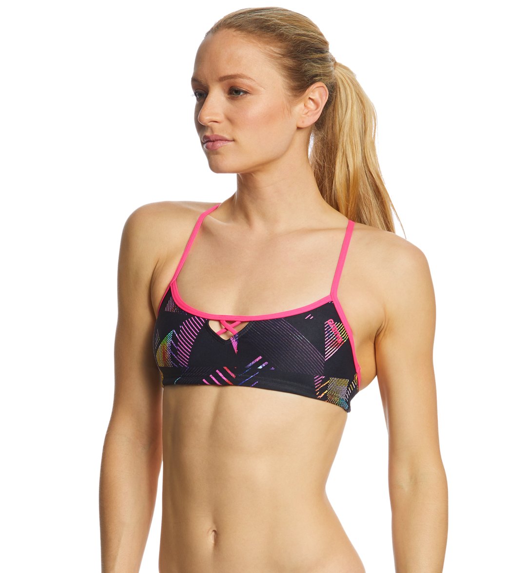 Arena Women's Rulebreaker Bandeau Be Bikini Top Multicolor/Fresia Rose