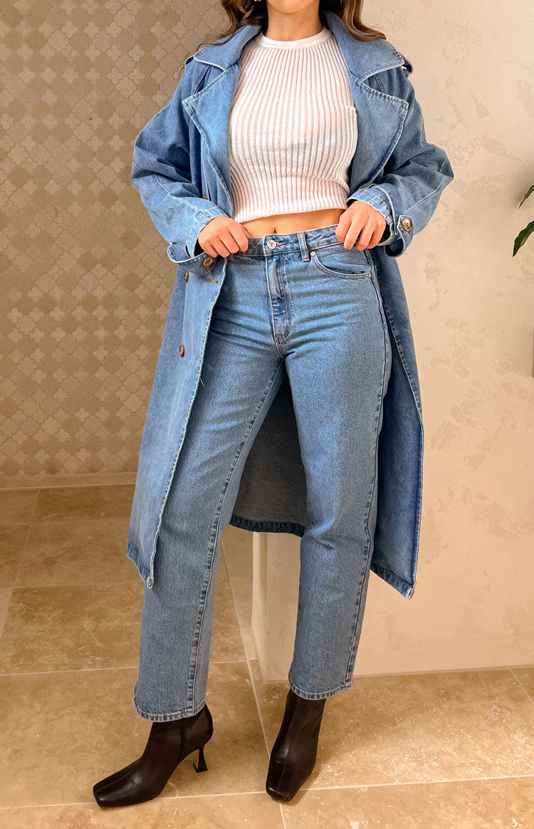 Abrand Debbie 94 High Straight Petite Blue Denim Jeans
