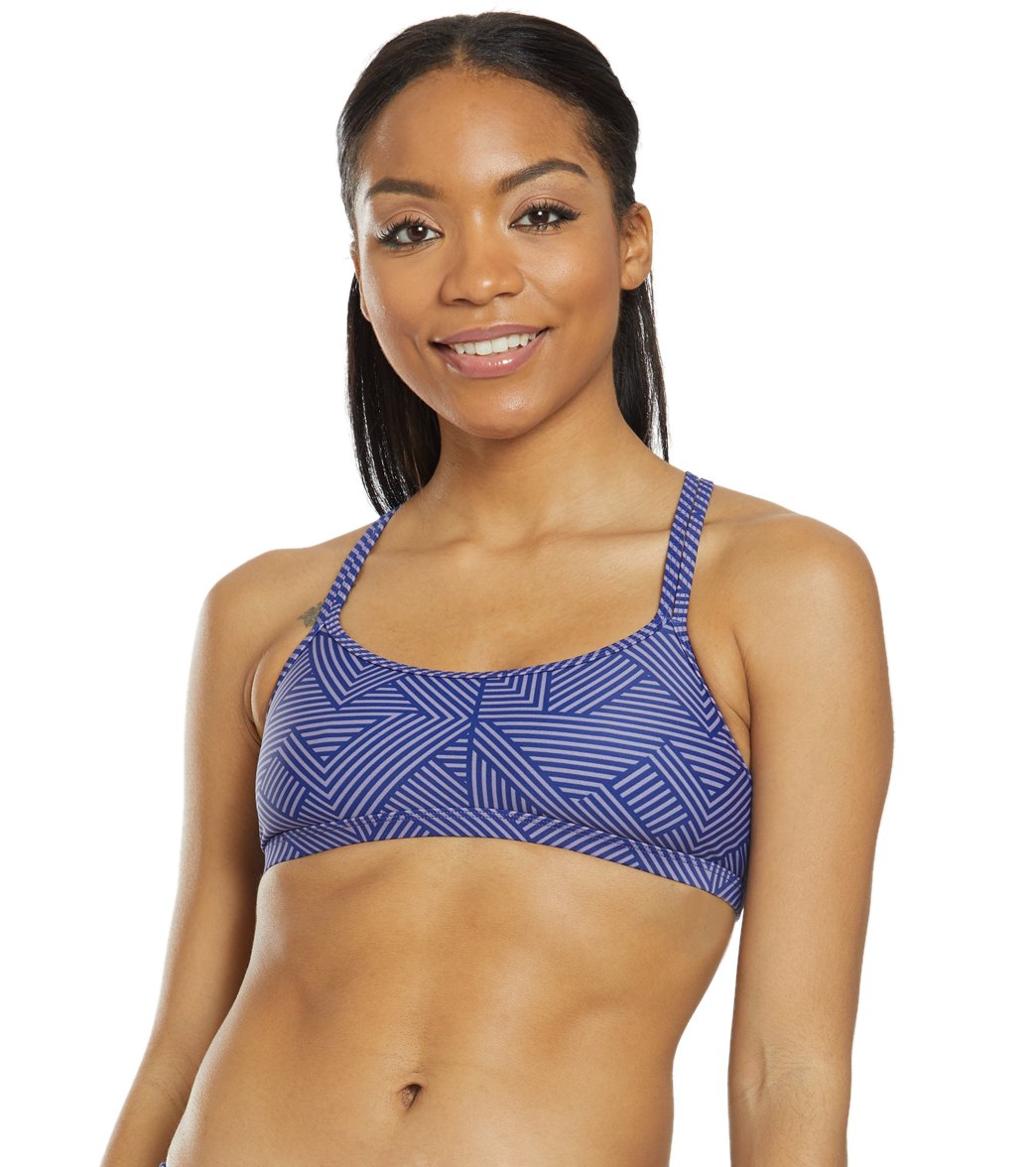 Sporti Active Chevron Double Cross Workout Bikini Top Blue Iris/ Lavender Grey