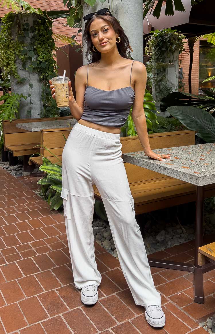 Kenny White Linen Blend Cargo Pants